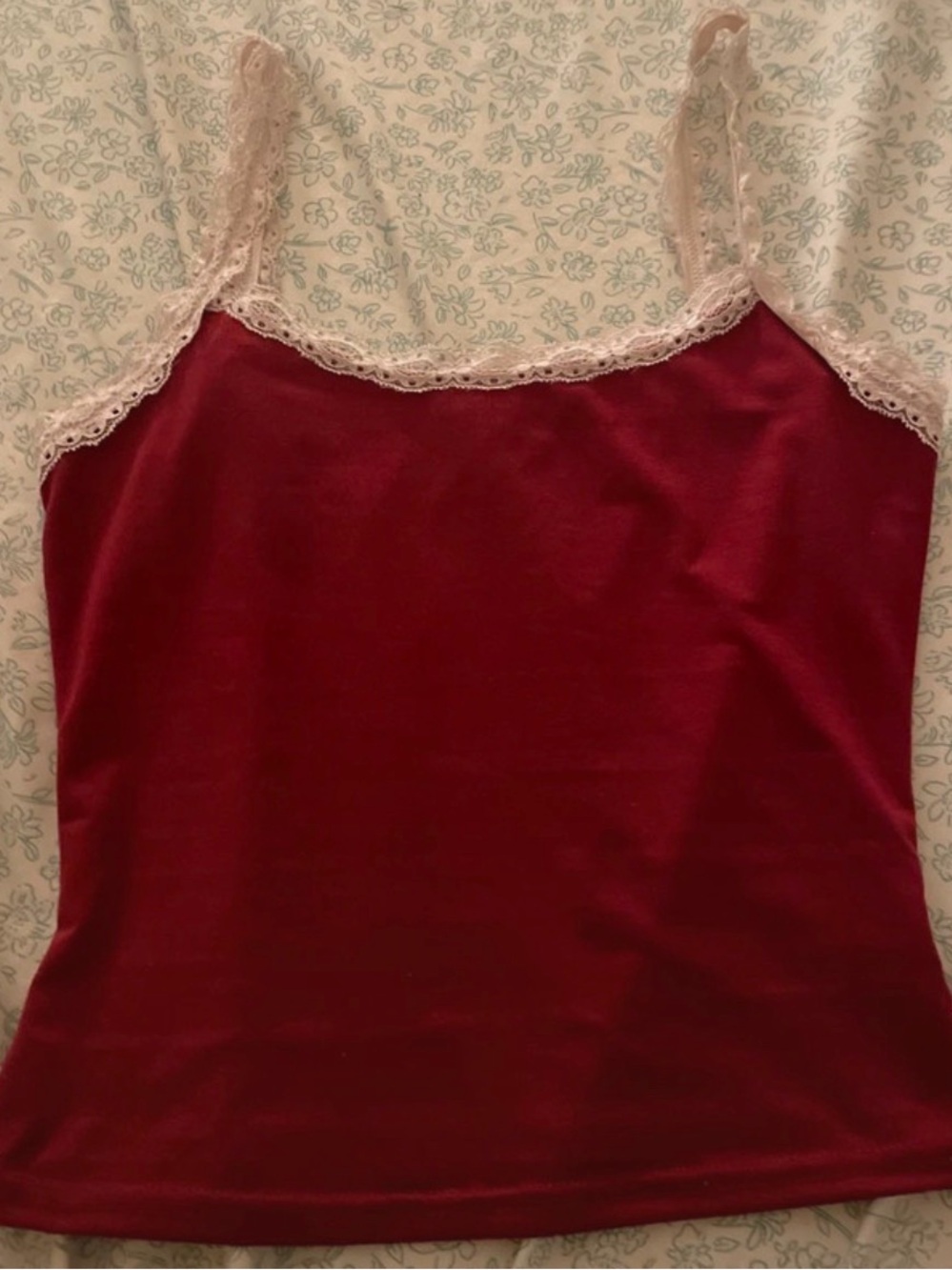 Women's Lace-Trim Red Camisole Tank Top